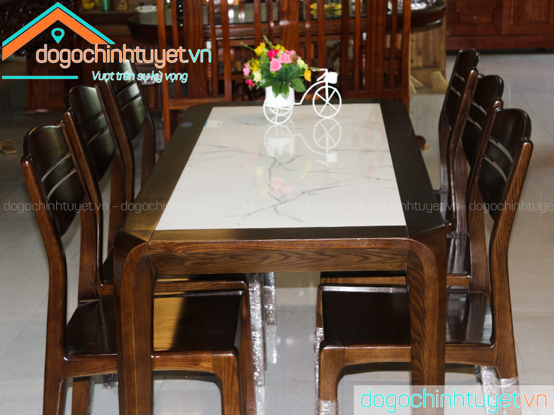 Bàn ghế ăn gỗ Sồi màu Óc Chó Thái Bình